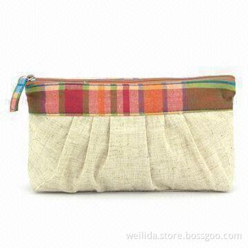 Jute Cosmetic Bag, Customized Designs Welcomed, Measures 19.5 x 4.5 x 11cm